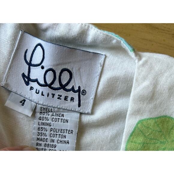 VTG Lilly Pulitzer Linen Dress 6 Frogs In Lily Pads Shift Lace Flower RARE 90s - Picture 5 of 15